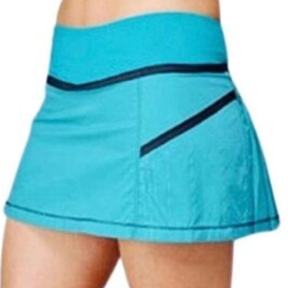 Lululemon Athletica Pace Rival Turquoise Mini Skirt Skort with Black Accents